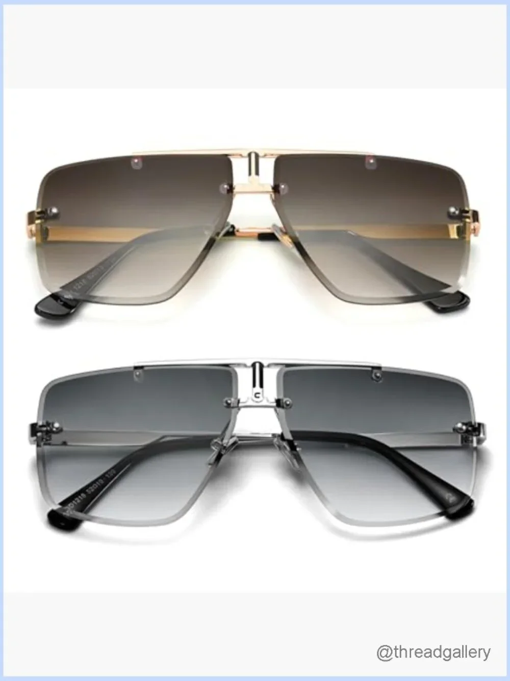 Rimless Oversized Square Sunglasses Men Trendy Big Shades Frameless UV400